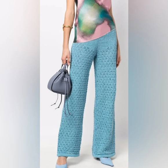 ROTATE Calla Knit Pants Ethereal Blue Size 6